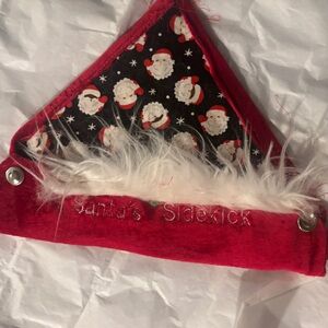 Med Dog Santa’s Sidekick collar snap on Bandana Handmade embroidered